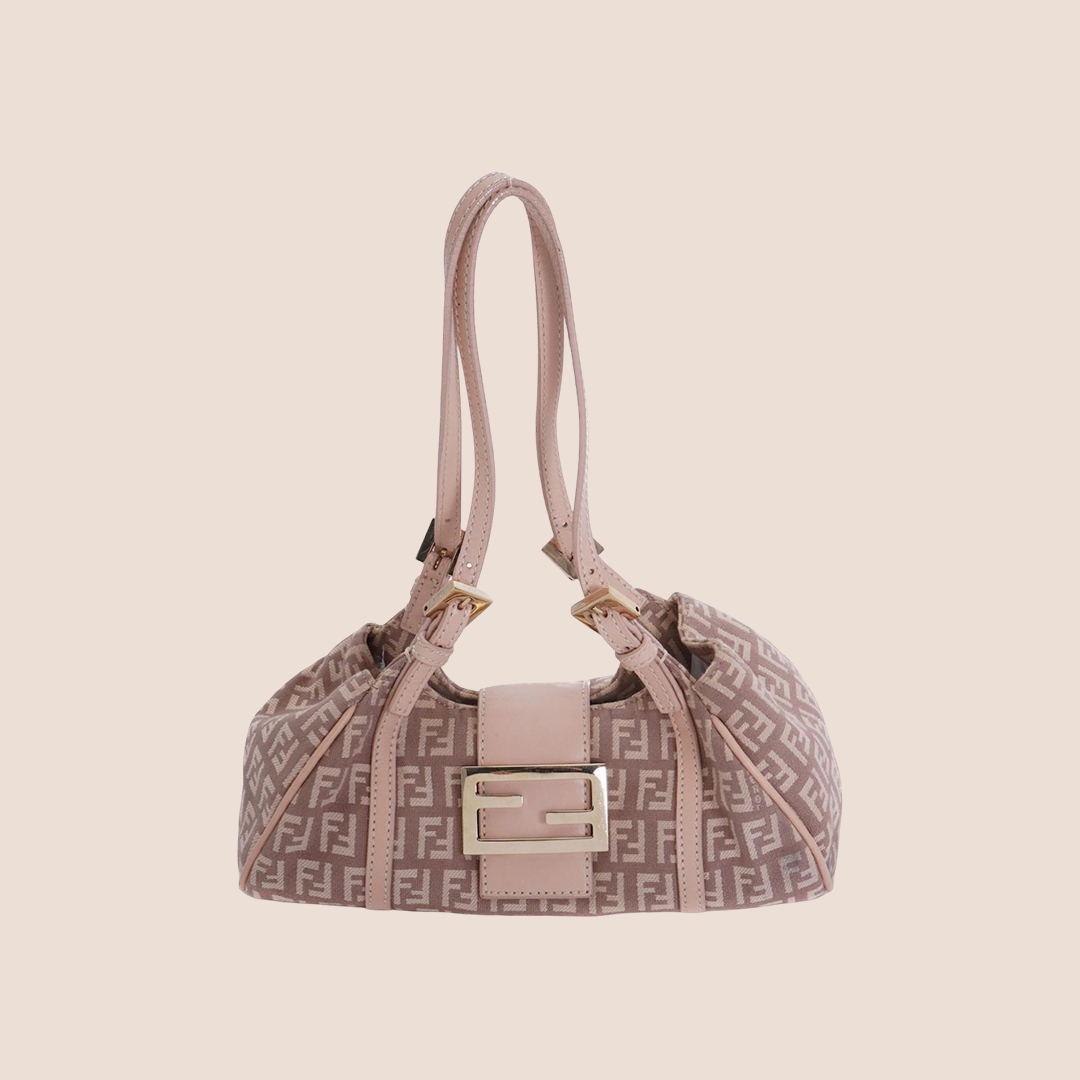 FENDI BEIGE PINK ZUCCHINO MINI HANDBAG 