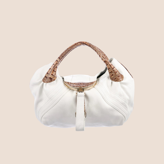 FENDI WHITE & BROWN CROCODILE TRIM SPY NAG