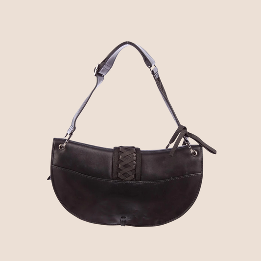 CHRISTIAN DIOR 2002 BLACK LEATHER ADMIT IT CORSET BAG