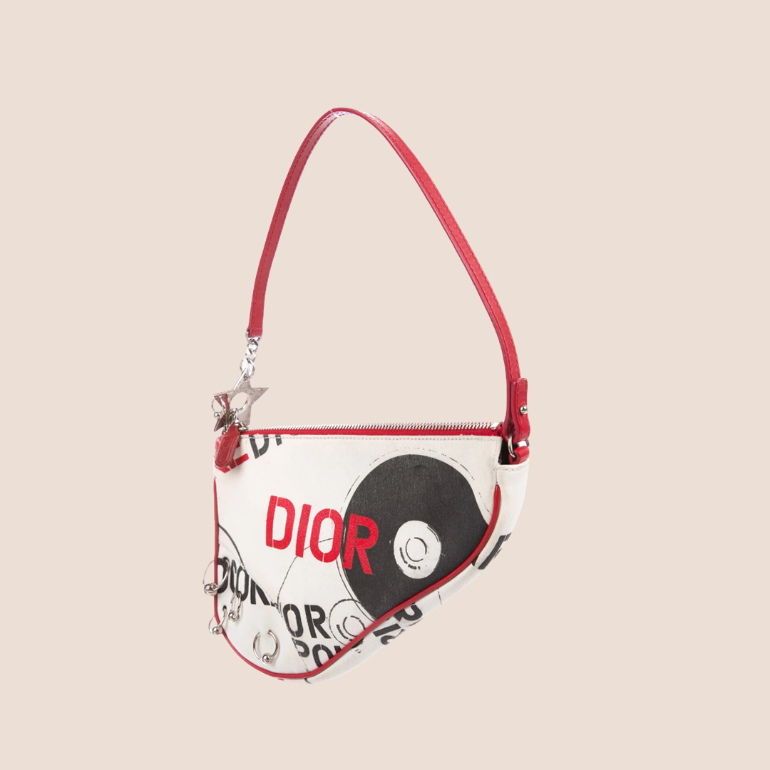 CHRISTIAN DIOR 2004 PIERCED HARCORE POSION MINI SADDLE BAG