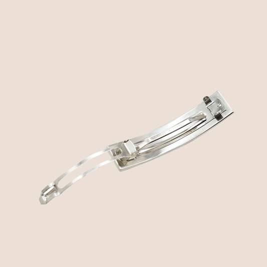 CHANEL 1990s SILVER LOGO HAIR BARRETTE