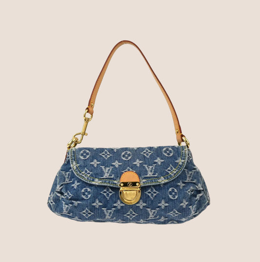 LOUIS VUITTON BLUE MONOGRAM DENIM MINI PLEATY BAG