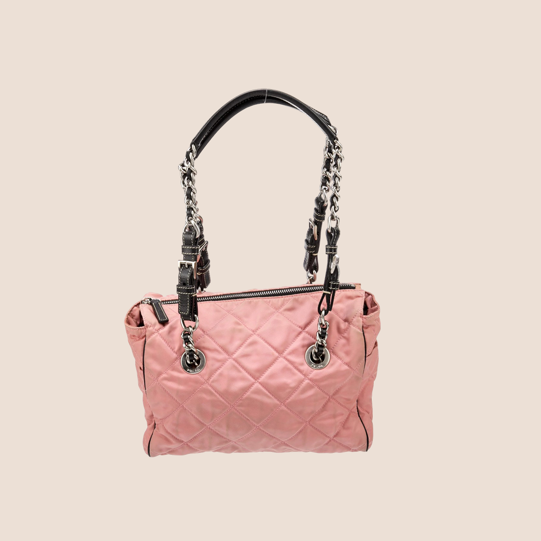 PRADA 2000 PINK QUILTED TESSUTO CHAIN BAG – RDB