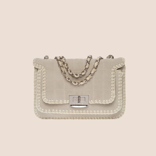 CHANEL 2005 GREY SUEDE WILD STITCH 2.55 FLAP BAG