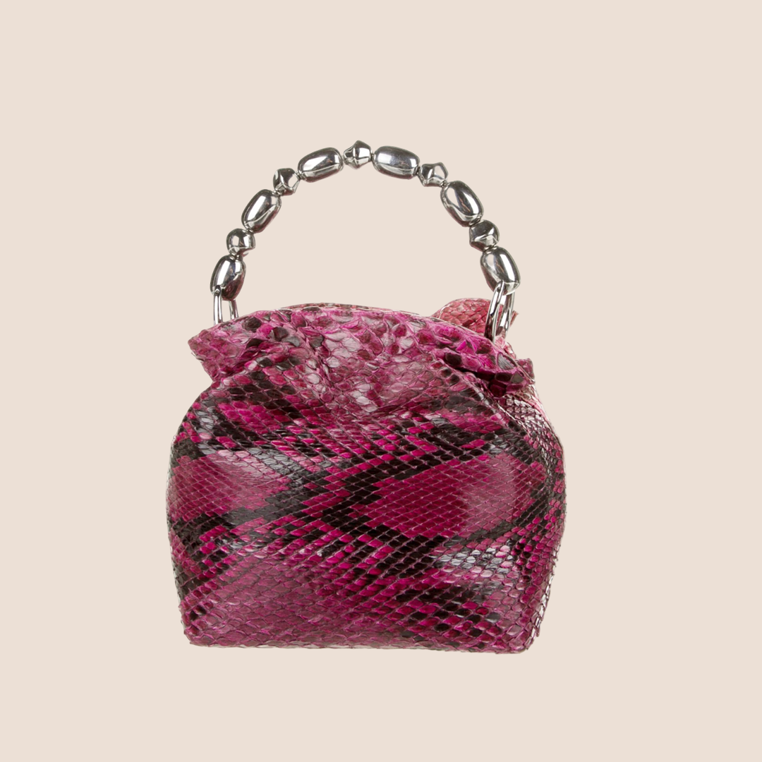 CHRISTIAN DIOR FUCHSIA PINK PYTHON MALICE HANDLE BAG