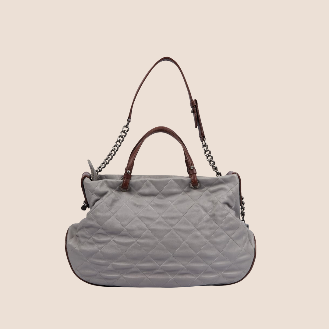CHANEL CC GREY COUNTRY CHIC TWO-WAY SATCHEL BAG