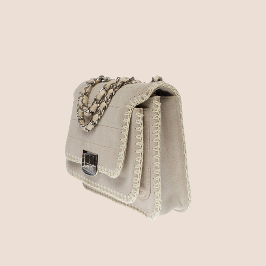 CHANEL 2005 GREY SUEDE WILD STITCH 2.55 FLAP BAG