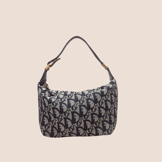 CHRISTIAN DIOR NAVY TROTTER CANVAS MINI HANDBAG