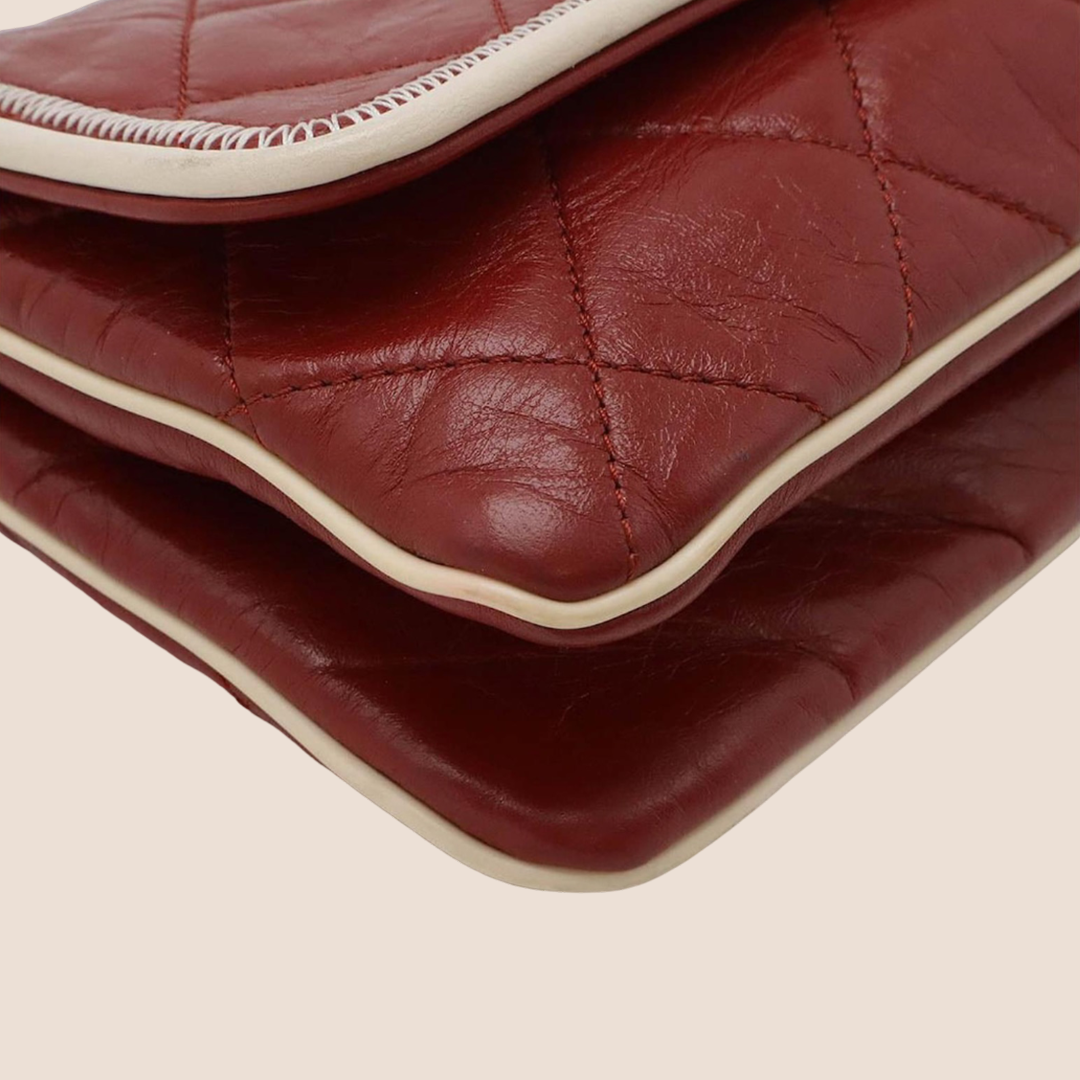 CHANEL BURGUNDY RED REISSUE 2.55 EAST WEST FLAP BAG