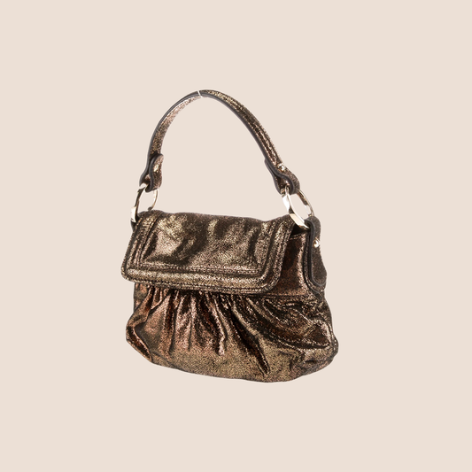 FENDI METALLIC CHOCOLATE BROWN GLITTER MINI CHEF BAG