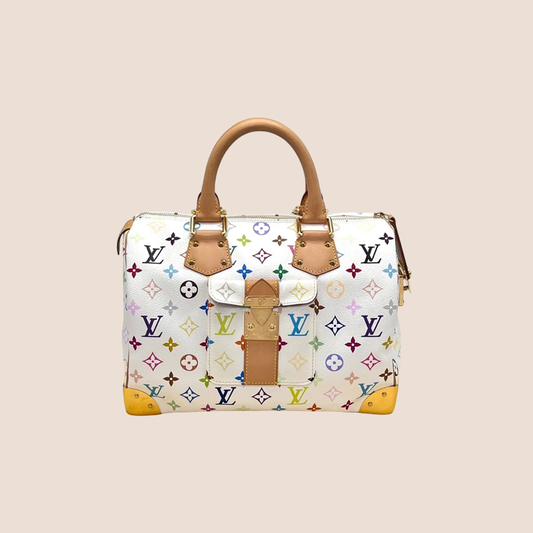 LOUIS VUITTON WHITE MULTICOLOR MONOGRAM SPEEDY 30 BAG