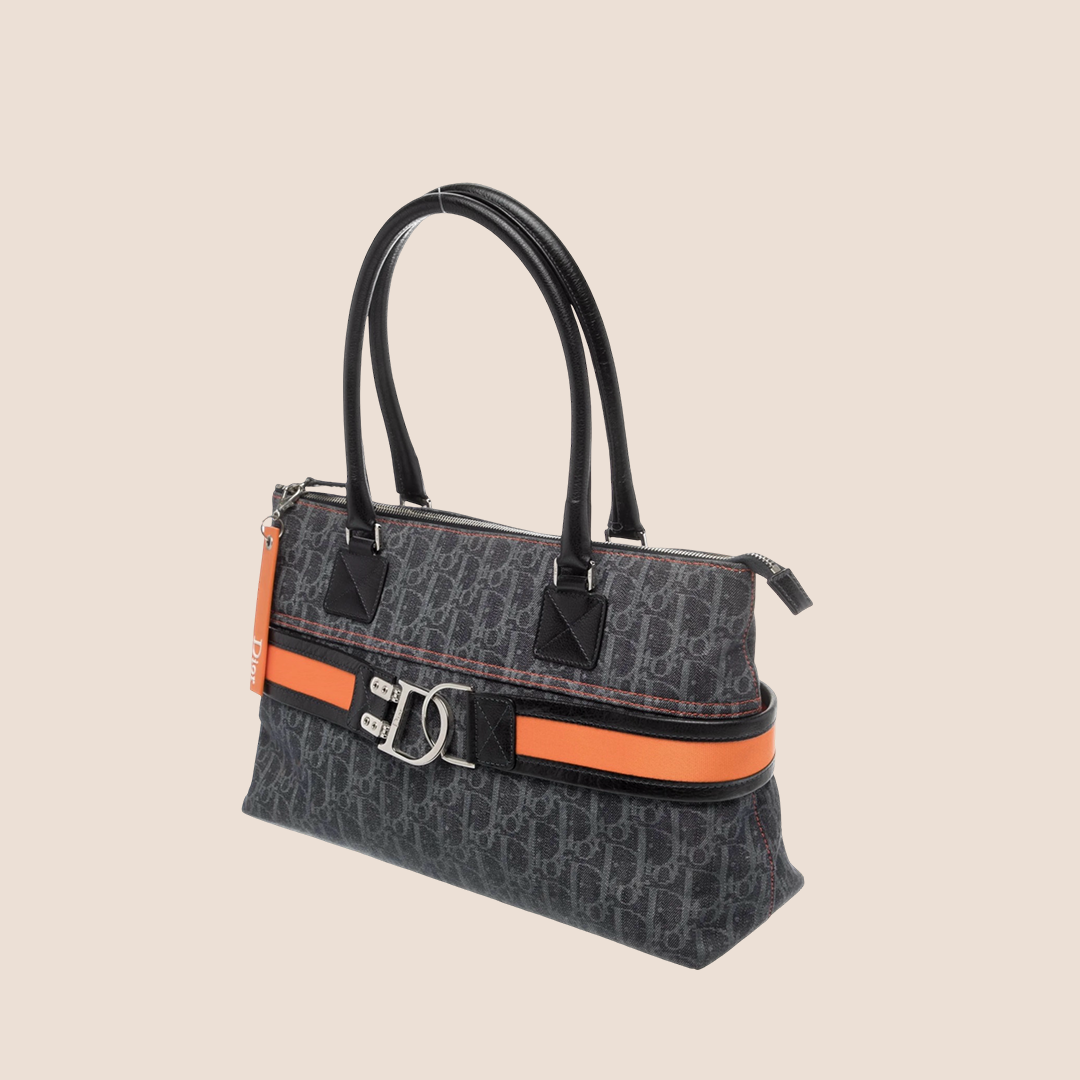 CHRISTIAN DIOR 2005 FLIGHT DENIM TROTTER TOTE BAG