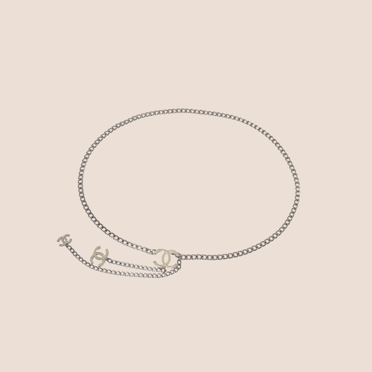 CHANEL 2005 SILVER CHAIN CC LOGO BELT