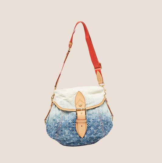 LOUIS VUITTON BLUE WASHED DENIM MONOGRAM SUNSHINE BAG