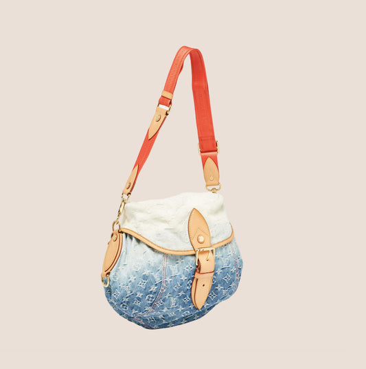 LOUIS VUITTON BLUE WASHED DENIM MONOGRAM SUNSHINE BAG