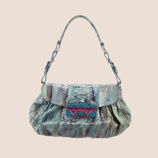 PRADA 2000 BLUE PITONE SKIPPER SHOULDER BAG