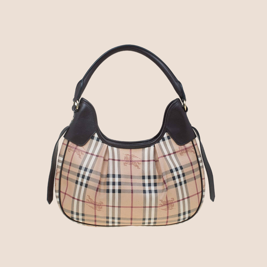 BURBERRY BEIGE & BROWN CLASSIC SMALL BROOKLYN HOBO BAG