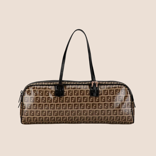 FENDI BROWN ZUCCHINO VINYL HANDBAG