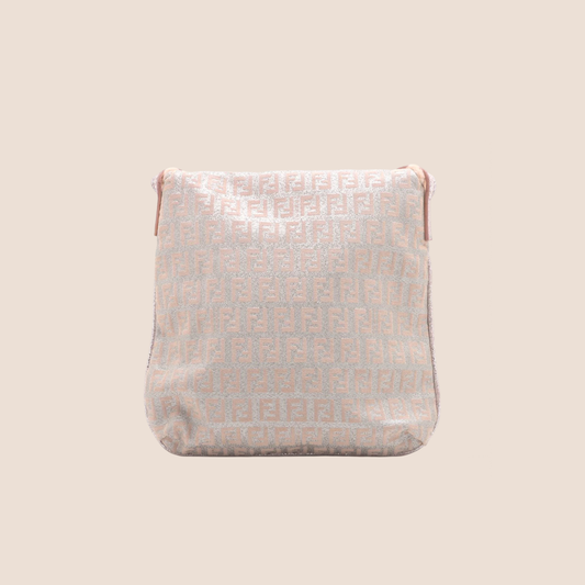 FENDI ZUCCHINO CANVAS PINK & SILVER CROSSBODY BAG