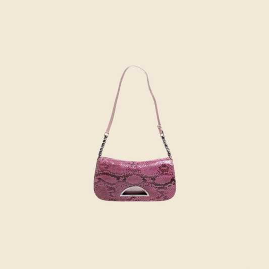 CHRISTIAN DIOR PINK PYTHON MALICE SHOULDER BAG