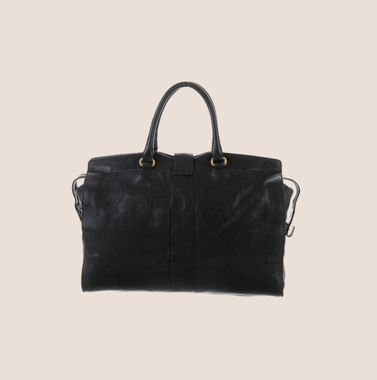 YVES SAINT LAURENT BLACK CLASSIC LARGE CHYC CABAS BAG
