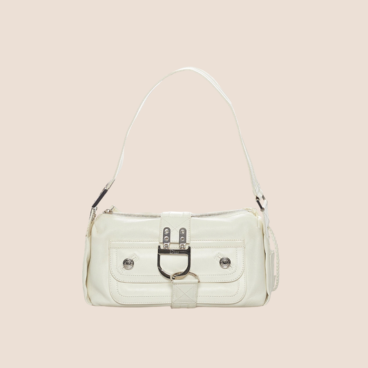 CHRISTIAN DIOR 2005 WHITE LEATHER FLIGHT BAG