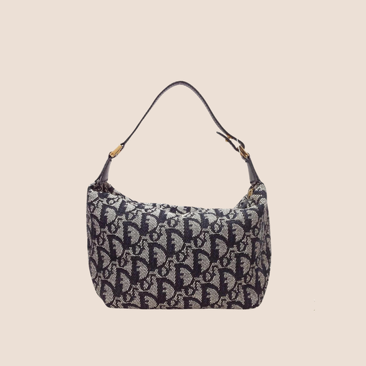 CHRISTIAN DIOR NAVY TROTTER CANVAS MINI HANDBAG