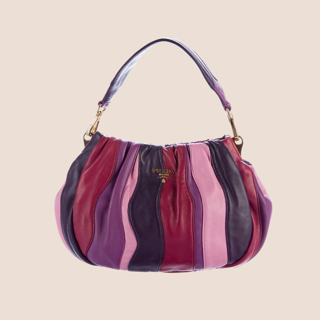 PRADA 2000 PINK & PURPLE NAPPA LEATHER WAVES CROSSBODY BAG