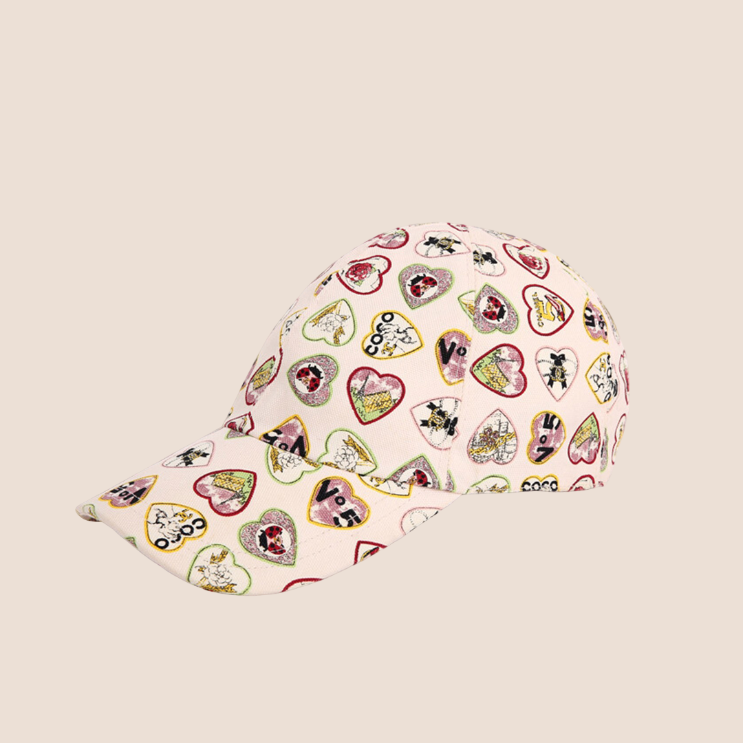 CHANEL 2006 PINK VALENTINES HEARTS PRINT CAP