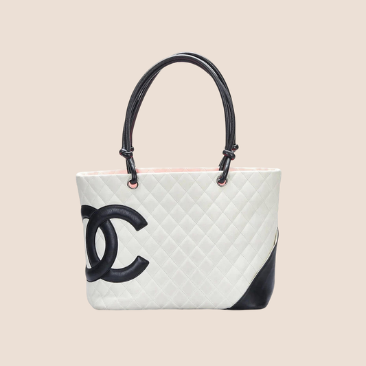 CHANEL 2005 CAMBON WHITE & BLACK TOTE BAG