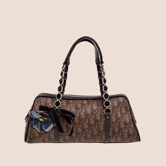 CHRISTIAN DIOR BROWN TROTTER ROMANTIQUE SATCHEL