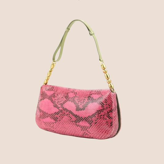 CHRISTIAN DIOR PINK PYTHON PEARL MALICE SHOULDER BAG