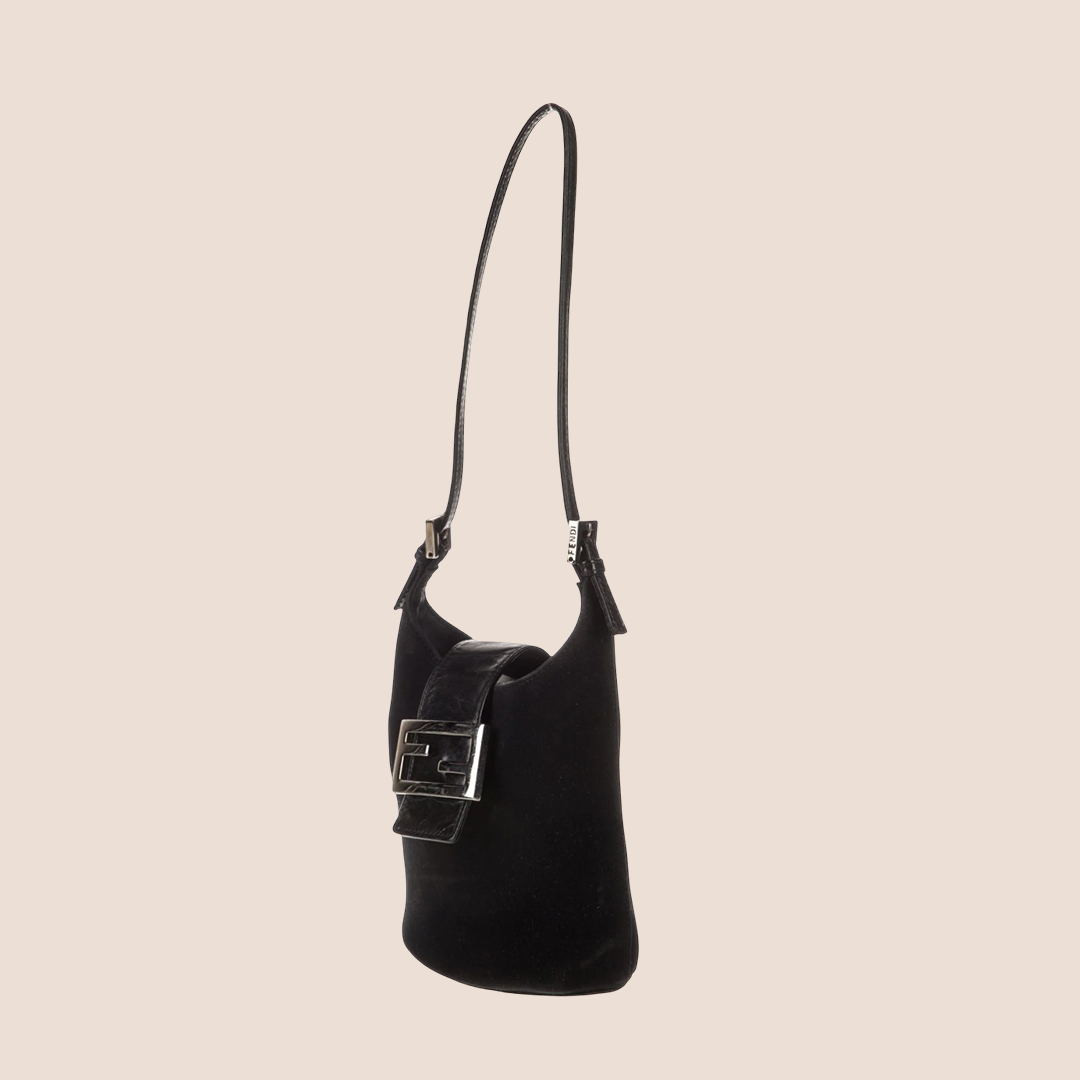 FENDI 2000 BLACK CANVAS FF BUCKET BAG