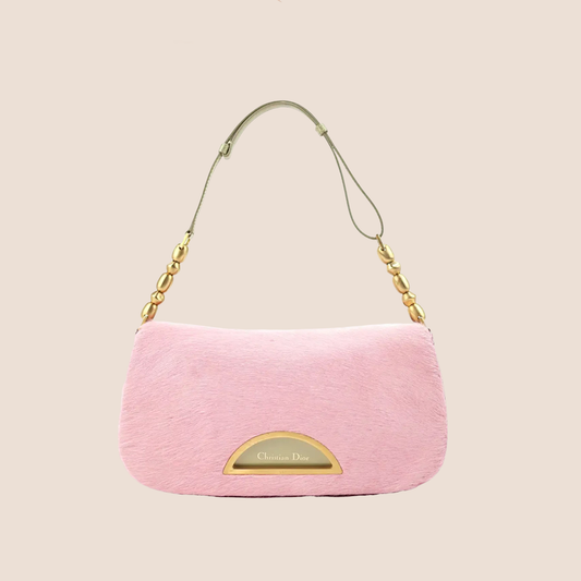 CHRISTIAN DIOR PINK PYTHON PEARL MALICE SHOULDER BAG