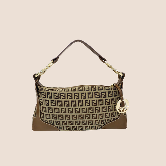 FENDI 2000 BROWN ZUCCHINO CANVAS CHEF SHOULDER BAG