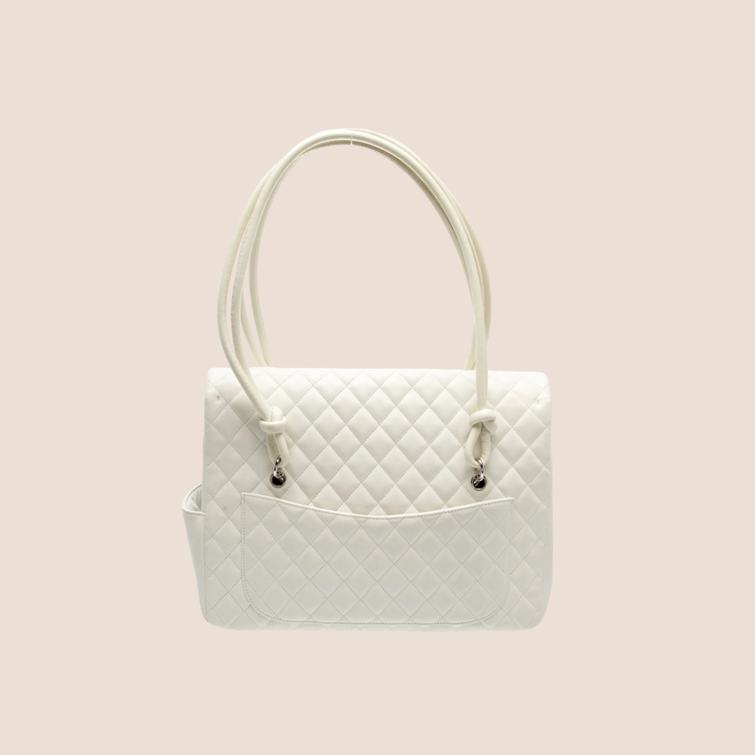 CHANEL CC WHITE & BLACK LOGO CAMBON FLAP TOTE BAG