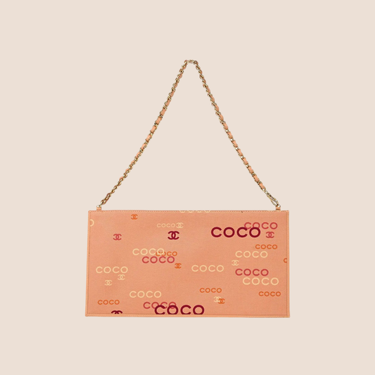 CHANEL 2002 PINK PRINTED COCO CHAIN BAG