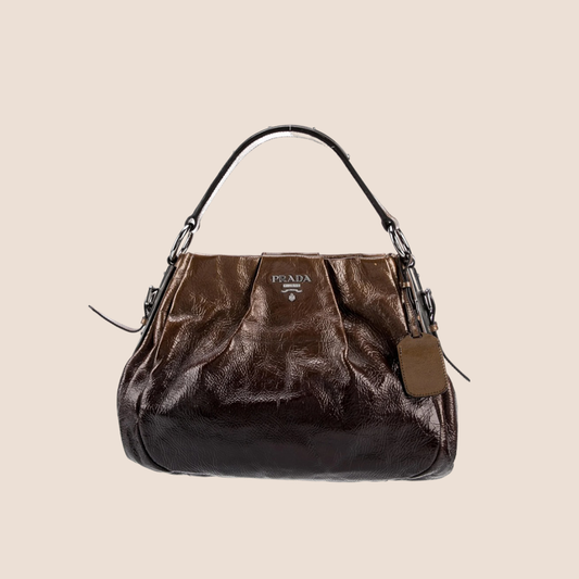 PRADA BROWN OMBRÉ NAPLAK SFUMATA HOBO BAG