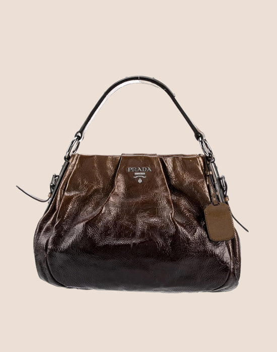 PRADA BROWN OMBRÉ NAPLAK SFUMATA HOBO BAG
