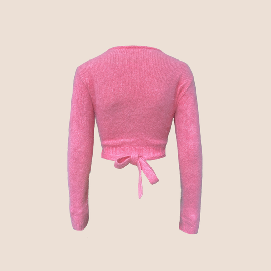 VERSUS 1990s BUBBLEGUM PINK WRAP CARDIGAN
