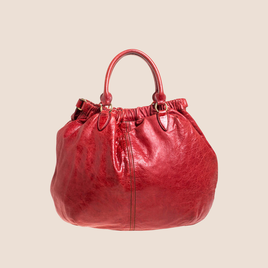 MIU MIU 2000 RED LEATHER HOBO BAG