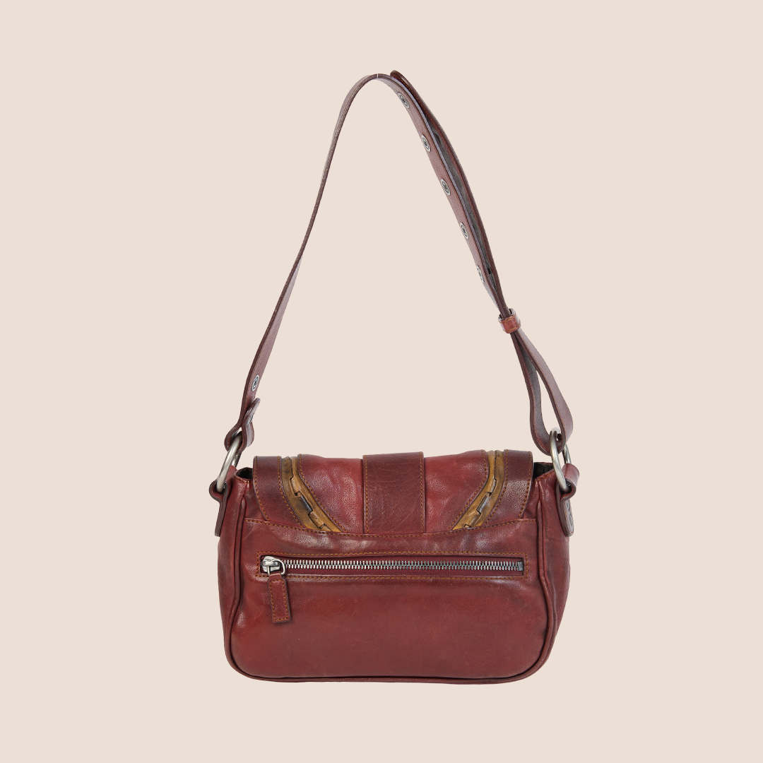 CHRISTIAN DIOR 2006 RED LEATHER MINI GAUCHO BAG