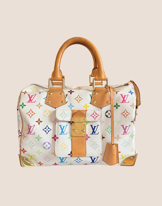 LOUIS VUITTON WHITE MULTICOLOR MONOGRAM SPEEDY 30 BAG
