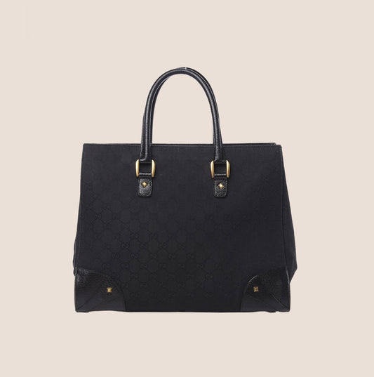 GUCCI BLACK GG MONOGRAM CANVAS TOTE BAG