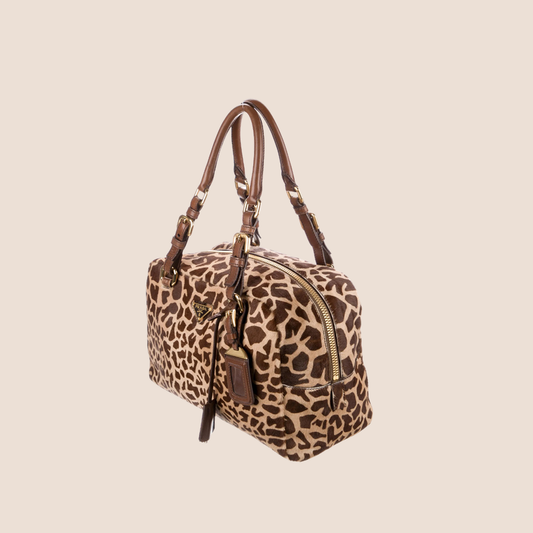 PRADA GIRAFFE PRINT CAVALLINO BAULETTO BAG