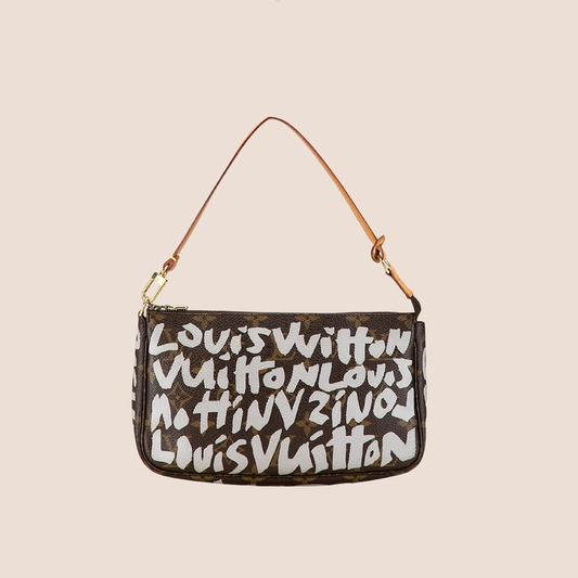 LOUIS VUITTON x STEPHEN SPROUSE BROWN GRAFFITI POCHETTE ACCESSOIRES
