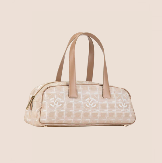 CHANEL 2003 TRAVEL LINE BEIGE BOWLER BAG
