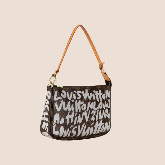 LOUIS VUITTON x STEPHEN SPROUSE BROWN GRAFFITI POCHETTE ACCESSOIRES