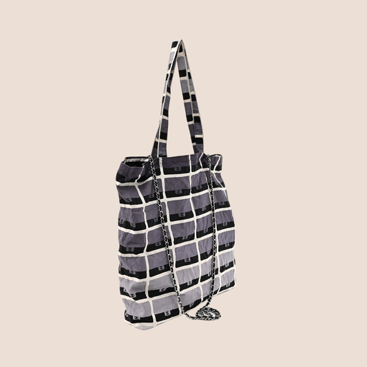 CHANEL JERSEY QUILTED MULTICOLOR CHAIN TOTE BAG