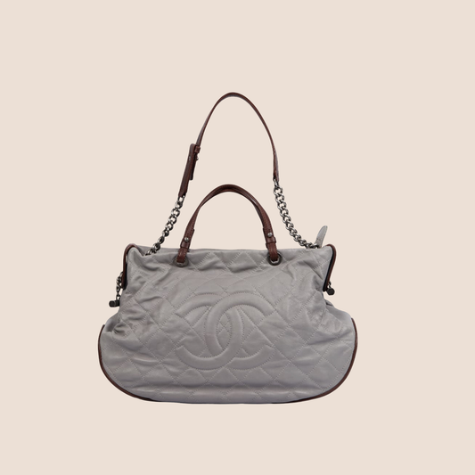 CHANEL CC GREY COUNTRY CHIC TWO-WAY SATCHEL BAG